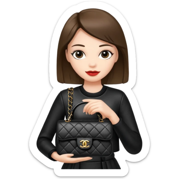 Girl holding Chanel bag sticker
