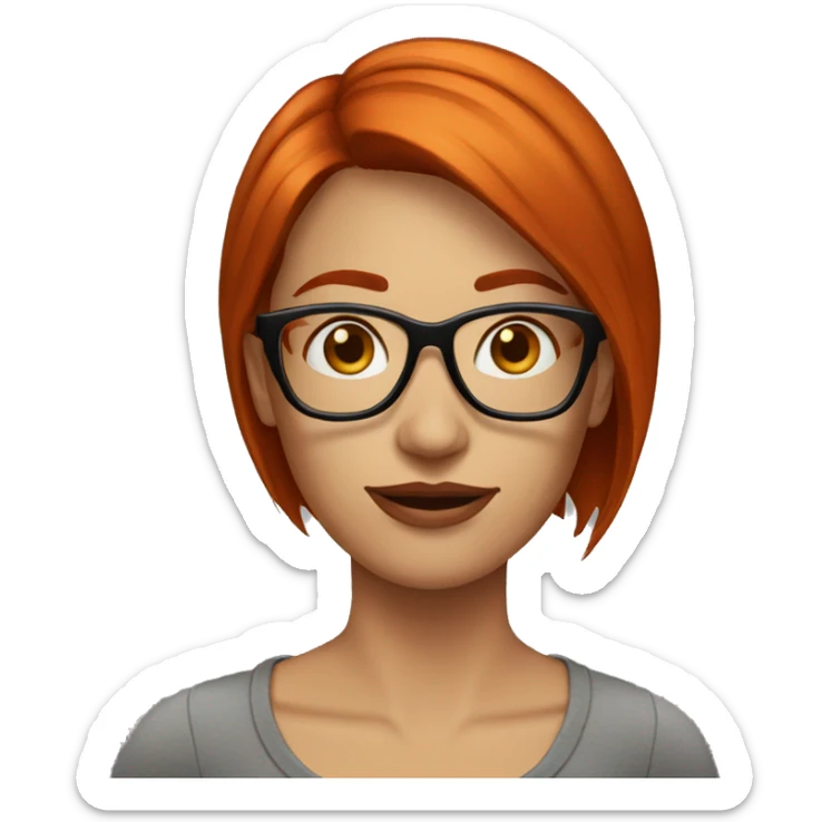 short straight red hair, glasses mid thirties woman sticker