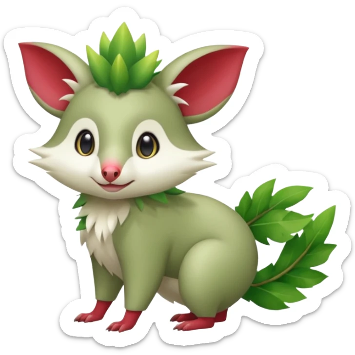 Virizion-Aurora-Possum-Amaura-Shaymin-hybrid-creature (full body) sticker