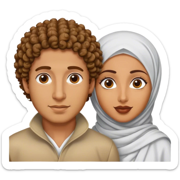 à tanned curly hair men and a bengali hijabi women  sticker