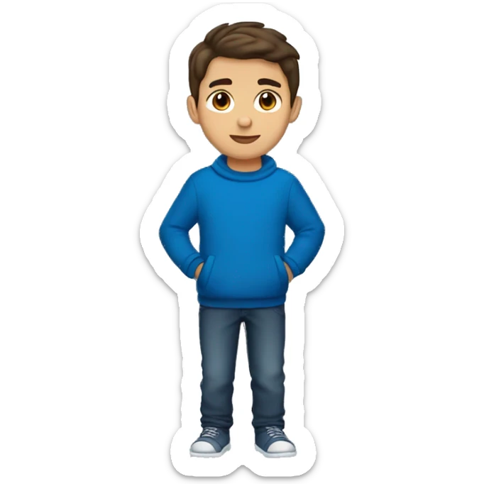 winter, christmas, hispanic, short brown hair, boy, brown eyes, child, full body, blue sweater sticker