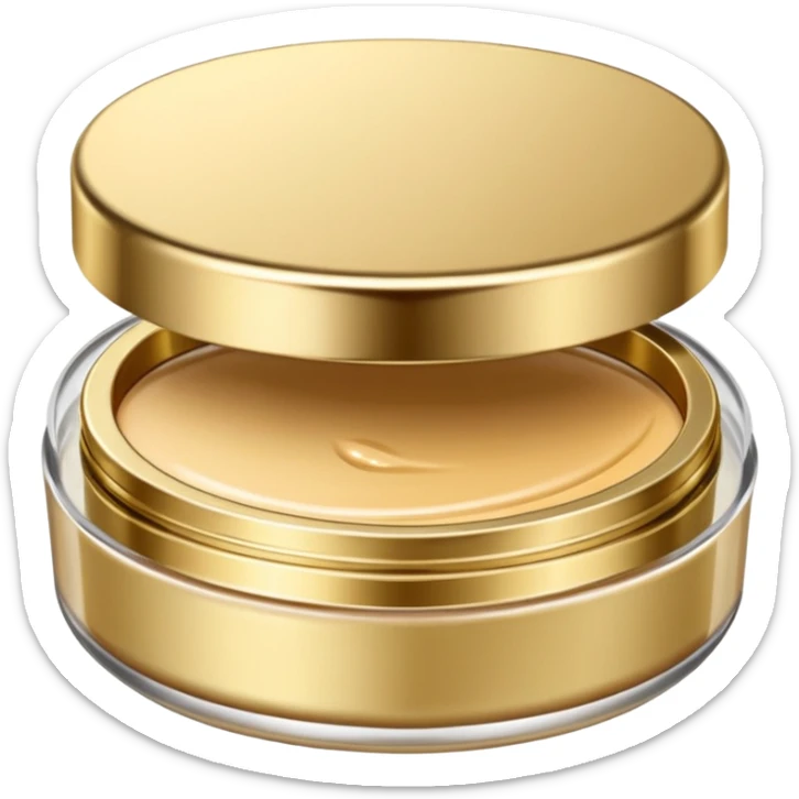 PVarios rodutos de beleza com tampa dos potes dourados e fundo transparente pra usar como figurinha sticker