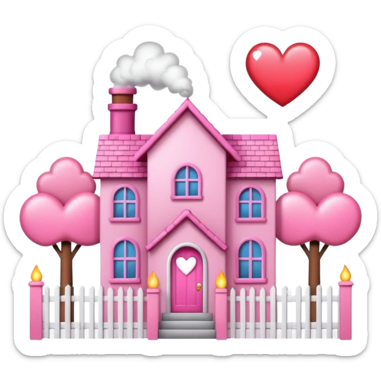 Pretty pink cartoon house a little more realistic like an emoji style sparkly  sticker