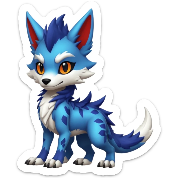 Cool Hot randomly-colored chibi furry anthropomorphic fantasy-Fakémon-Sergal-Canine-creature with edgy markings (full body) sticker