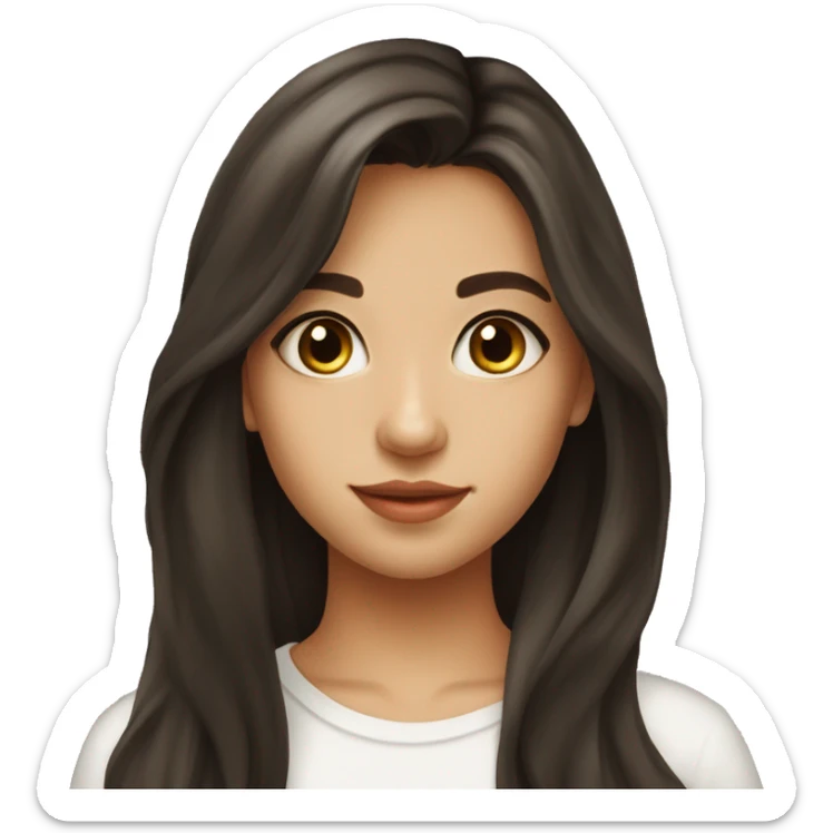 23 year old girl, beutiful, ¡¡ dark brown hair, brown almond eyes, long hair with curtain bangs sticker