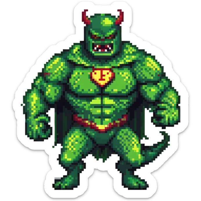 Abomination vs Hulk, green superhero fighting scaly monster villain sticker