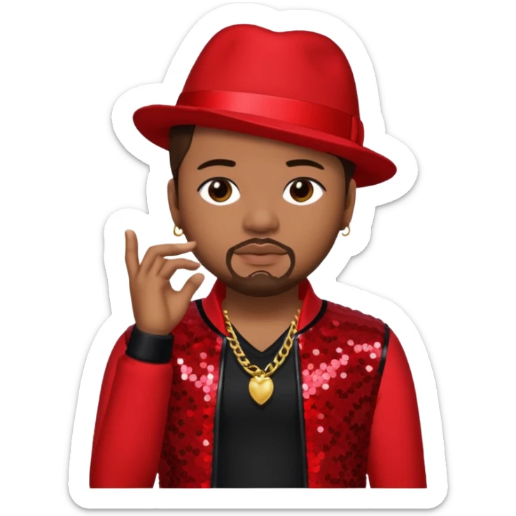 The-Dream, R&B Singer (b.1977) with dark brown hair, red sequin tour outfit  sticker