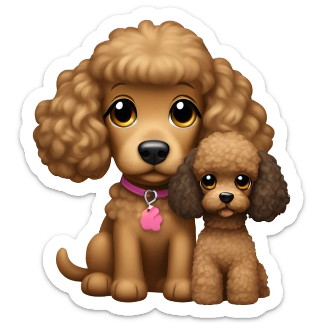 Cocker-poodle dog that is brown held by a Chinese girl with long black hair    sticker