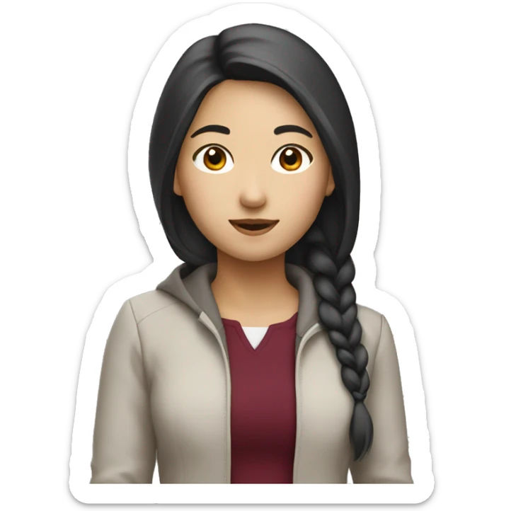 Asian collge girl in burgundy outfit sticker