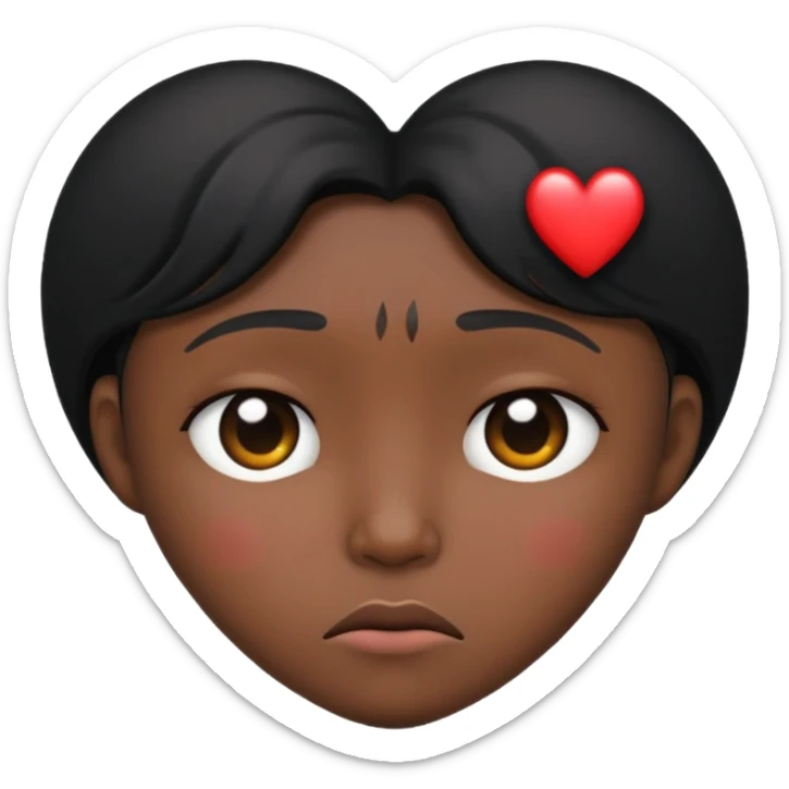 A frowny Face with a heart above one eye and a tear under the other sticker