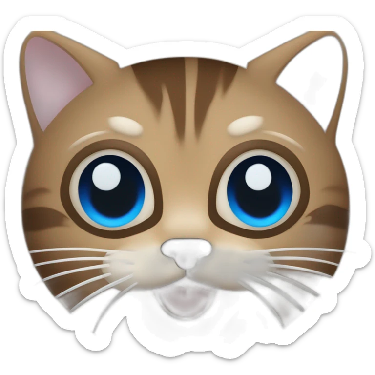 Gato gordo, de ojos azules, de pelaje beige con ligeras lineas marrones y cola peludaarron oscuro navegando en un barquito sticker