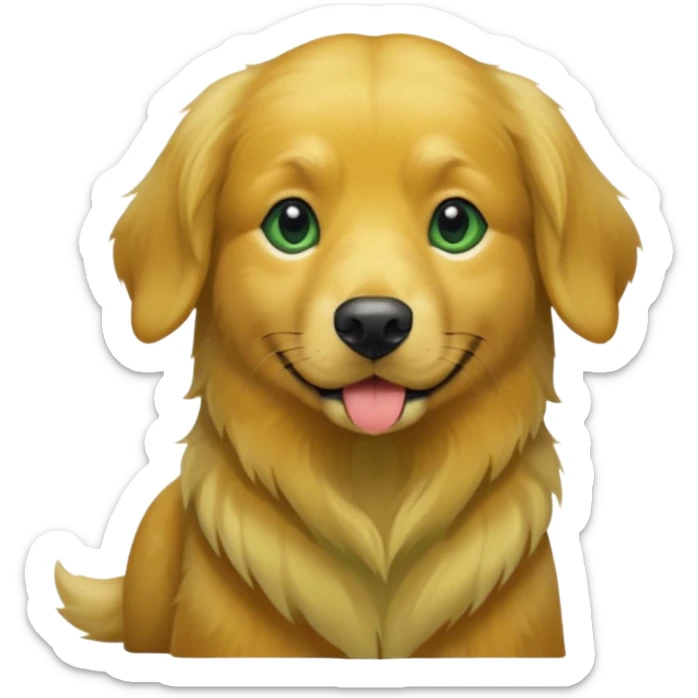green dog extra furry golden retriever. The dog fur is green. Green is hex code 10462E sticker