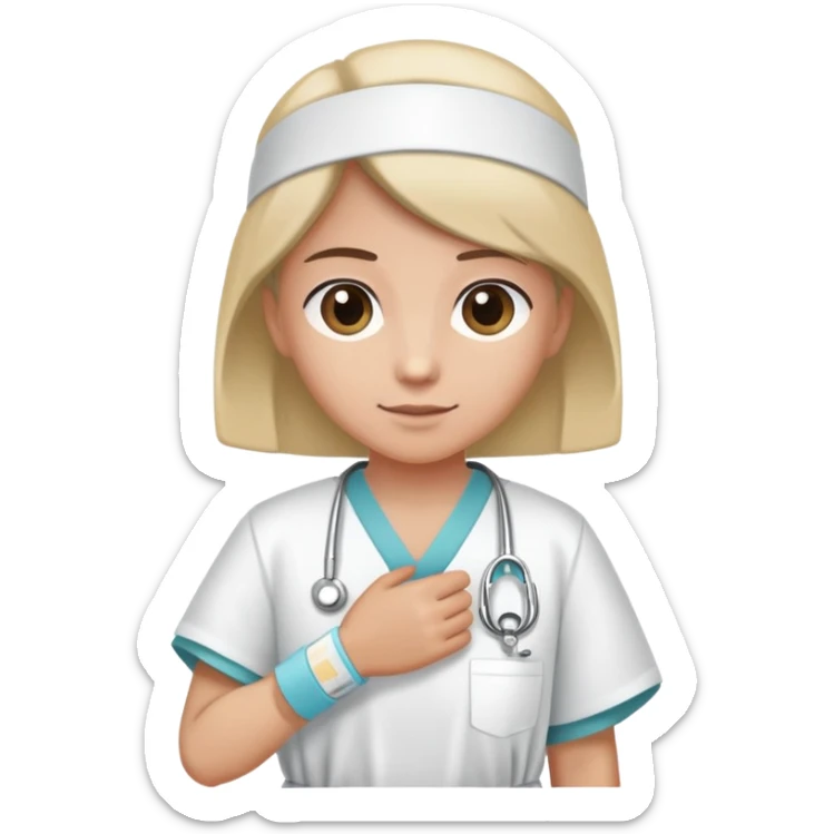 patient in a hospital gown with a medical wristband sticker