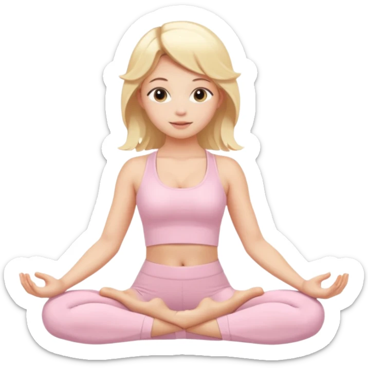 angelic blonde yoga girl in light pink yoga outfit  sticker