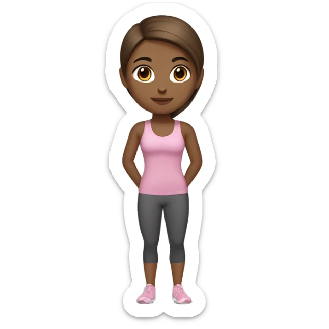 gym girl in yoga outfit, brown hair, black eyes, medium skin tone sticker