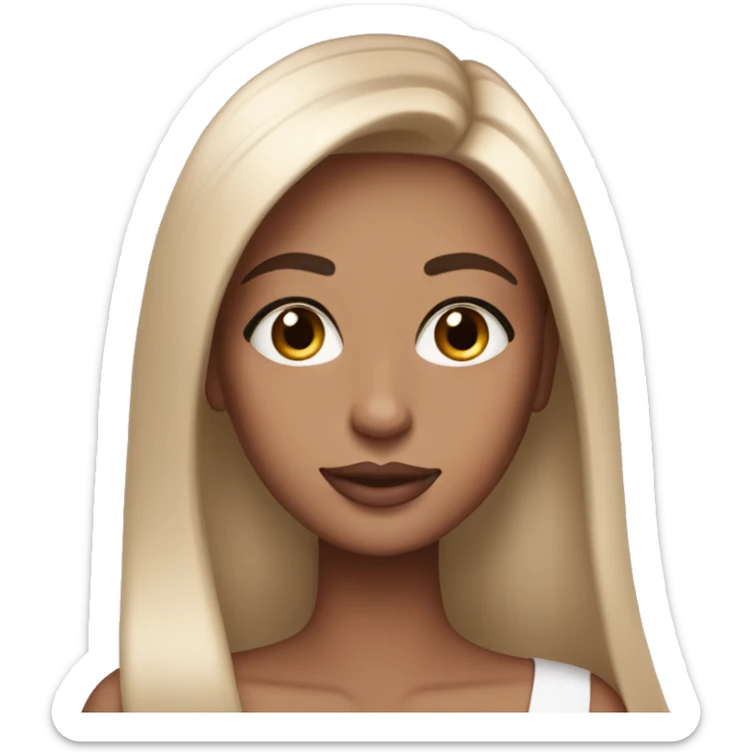 brunette with beautiful eyelashes and peachy pink lipstick and straight hair sticker