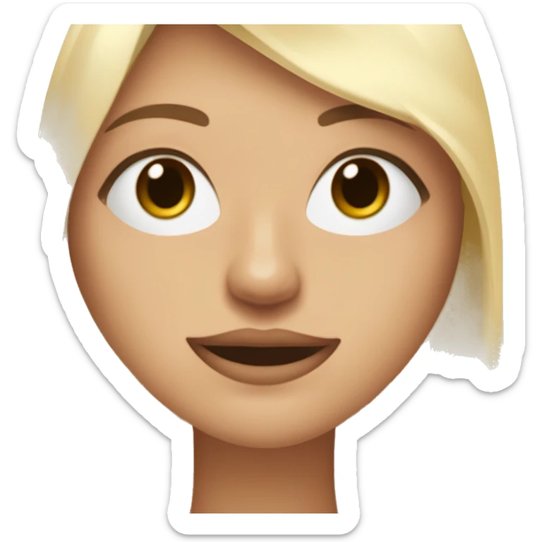 Une fille aux bruns en racine et blond en ba, aux yeux noirs, le teint un peu mate, une bouche pulpeuse, le visage un peu rond, avec un masque de super héros sticker