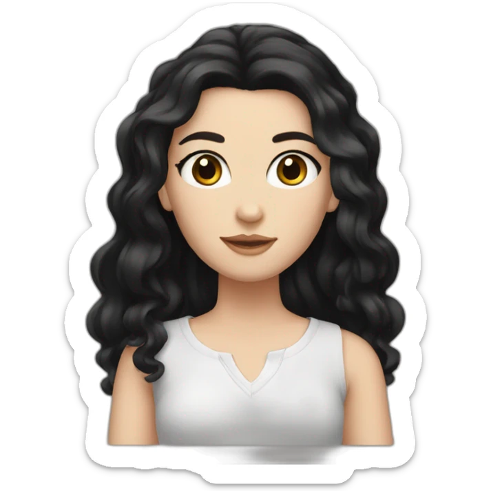 A white girl with black hair and brown eyes sticker