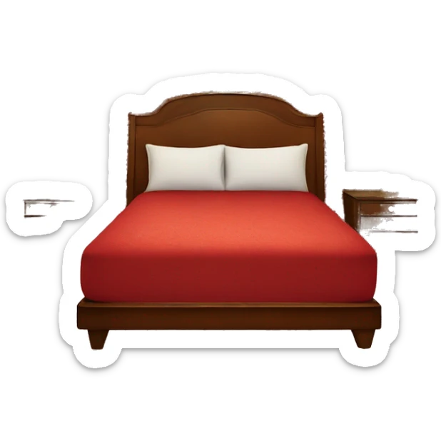 Vintage Las Vegas hotel room with a dirty bed , red wallpaper, and dirty carpet  sticker