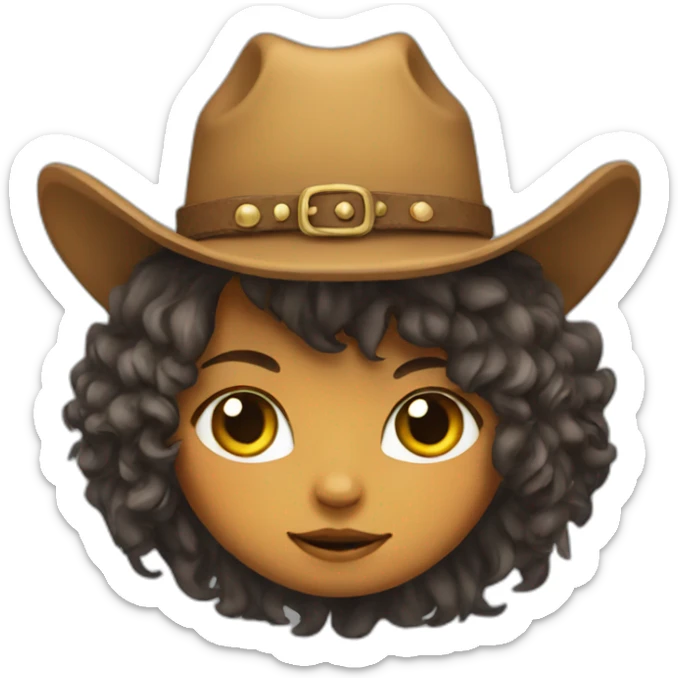 cowboy girl cat with alot of hair sticker