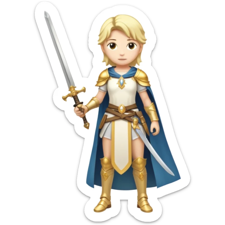 White and golden Lumine (from Genshin Impact) with a sword (full body) sticker