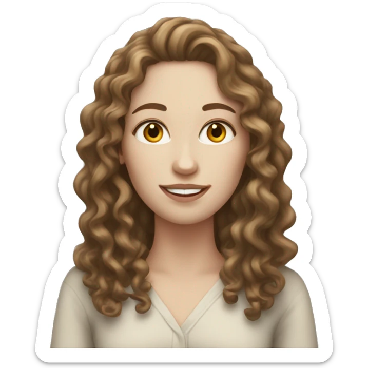 Woman with pale skin and long curly brown hair  sticker