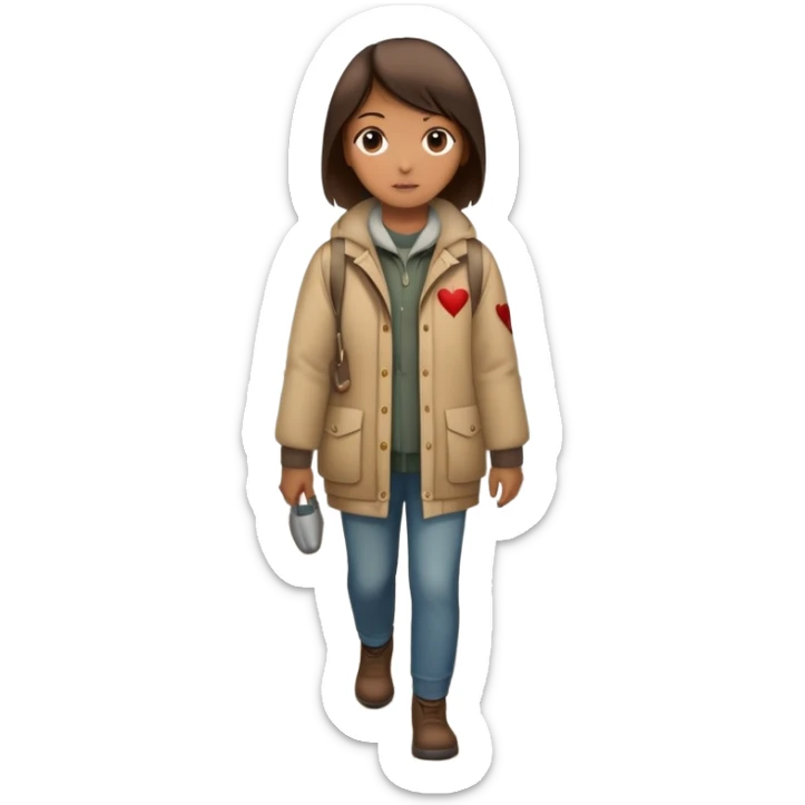 The image shows a person walking across a foggy bridge, a personal journey. The atmosphere is calm and introspective, with soft, emotional tones. In their hands, they carry symbolic tools labeled “Compassion” and “Forgiveness,” suggesting healing after emotional pain-- hearts sticker