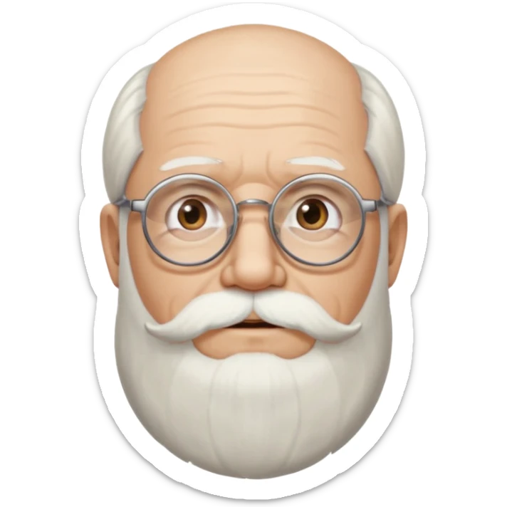 An old man with a beard and glasses and a little bit of hair on top named phillis sticker