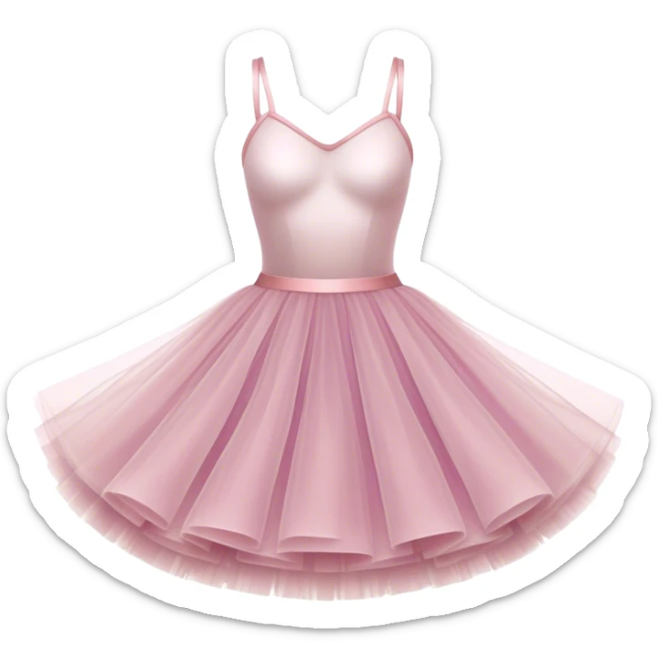 Cinematic Realistic Tutu, layers of fine, soft tulle forming a voluminous and airy skirt, delicate folds catching the light, slightly frayed edges adding authenticity, glowing softly with a warm and ethereal elegance. sticker