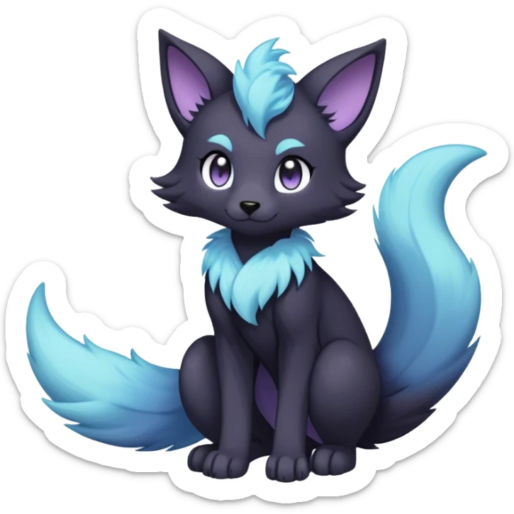 Kawaii dark fantasy ethereal anthro fursona Fakemon with tufted tail  sticker