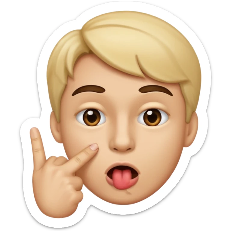 Mouth emoji biting the lip and index finger on the mouth part sticker