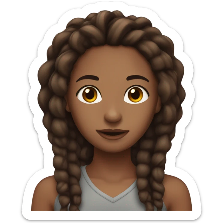 Brown skin girl with dark brown locs with highlights and dark brown eyes sticker