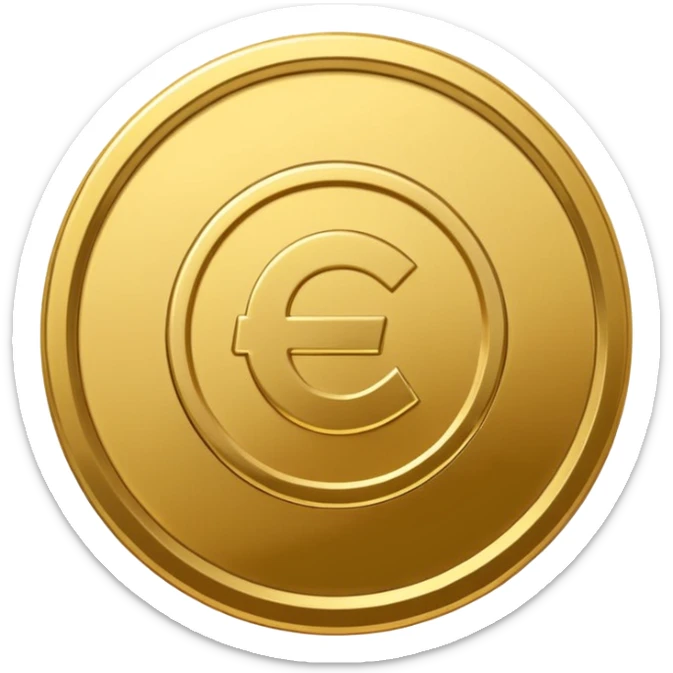 A modern cartoon-style emoji of a stylized money coin combined with a subtle play button icon, clean lines, bold shape, freeform, optimized for social media video sticker