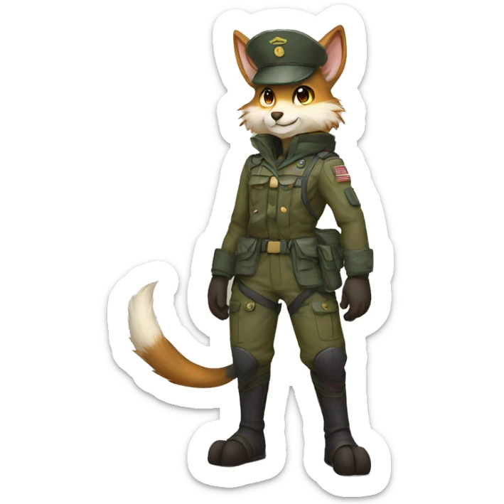 Anthro Fur-Sona-Fakémon with a military outfit Full Body sticker