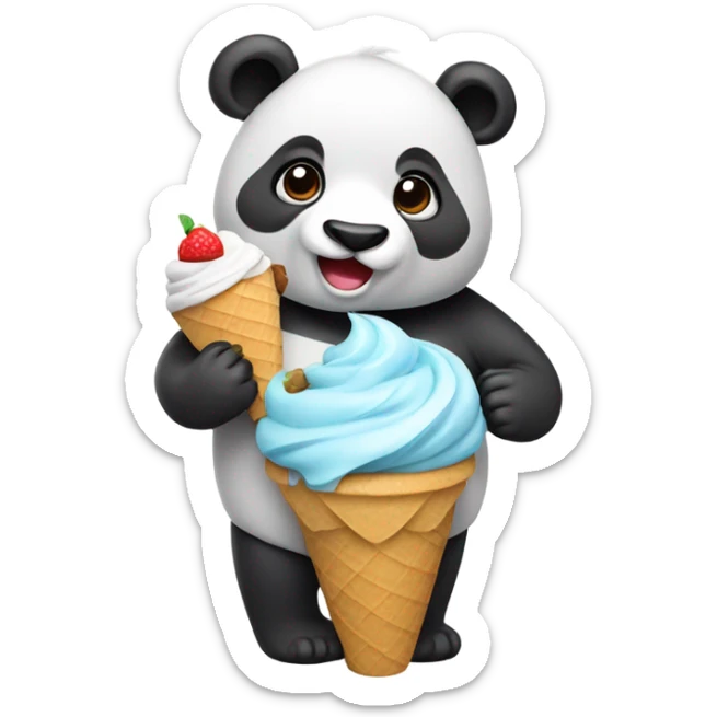 Panda eating ice cream sticker
