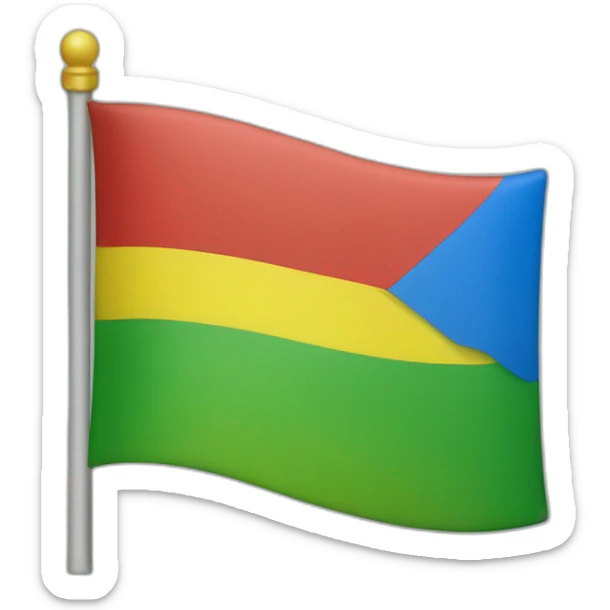 Make a flag with blue at the top, green in the middle and yellow at the bottom, with the ⵣ symbol in red in the middle. sticker