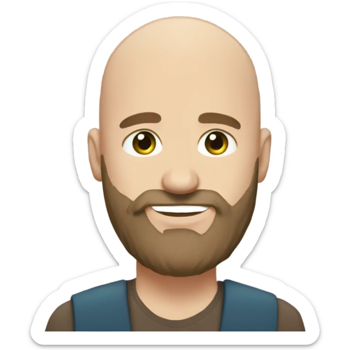 bald bearded guy green eyes hug long curly brown hair white girl sticker