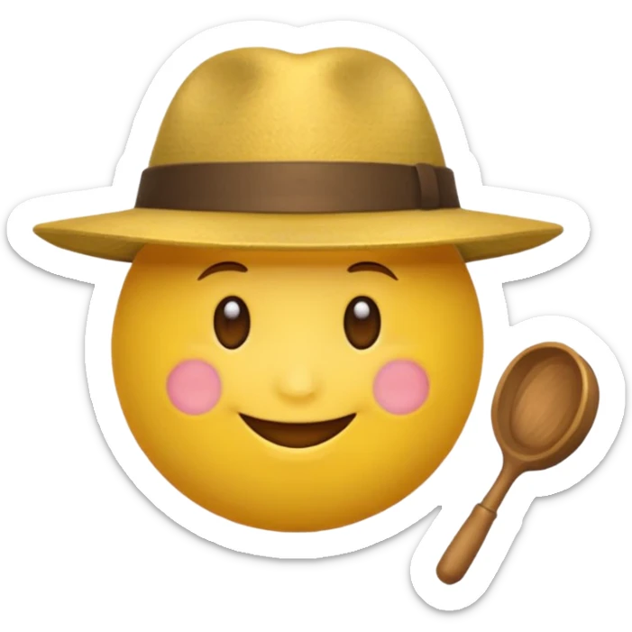 Un emoji rond jaune qui sourit avec un capeau de poète sticker