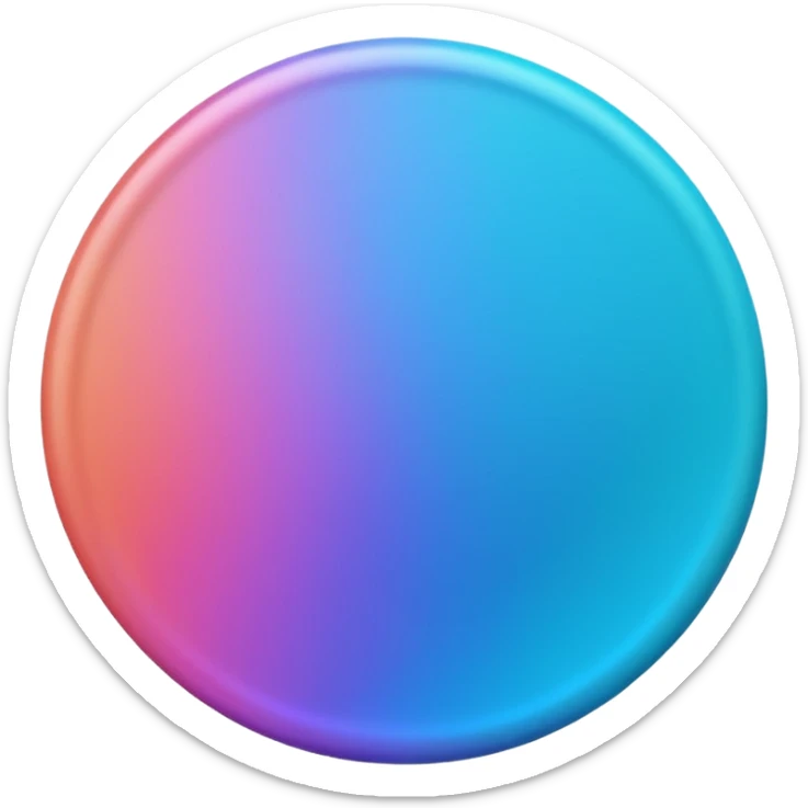 Credit coin in gradient of turquoise, blue, pink, purple, and coral as the main surface sticker
