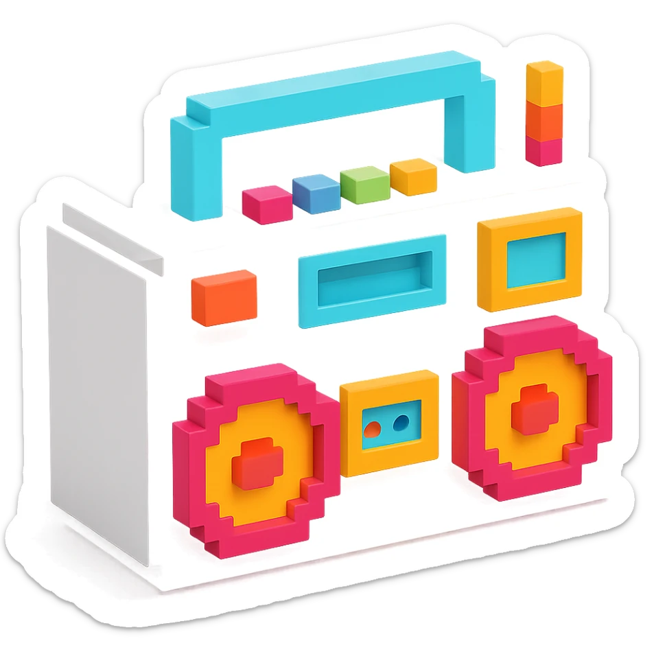 white boombox sticker