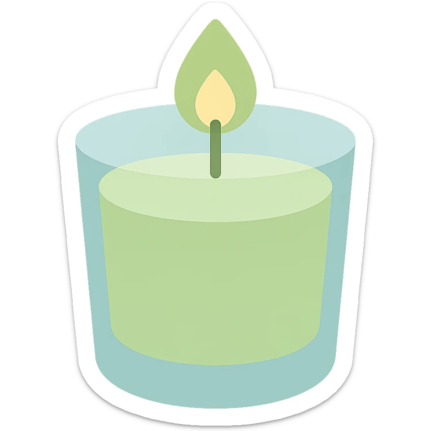 pale green candle in a glass cup sticker
