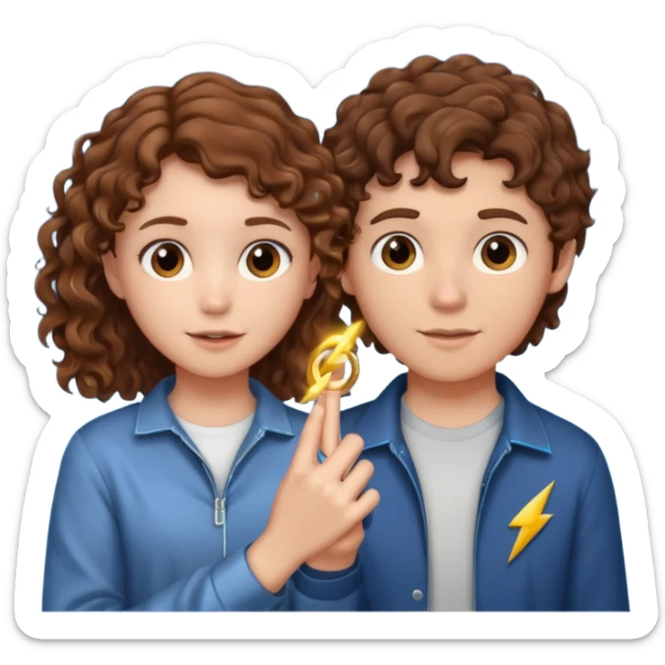 a 15 year old girl with brown curly hair but she has lightnings in it with a brown haired boy who gave her a promise ring sticker