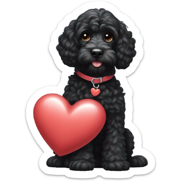 Black cockapoo with heart sticker