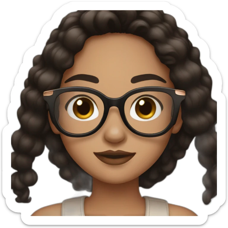 young adult girl with rose gold glasses and black to brown hair sticker