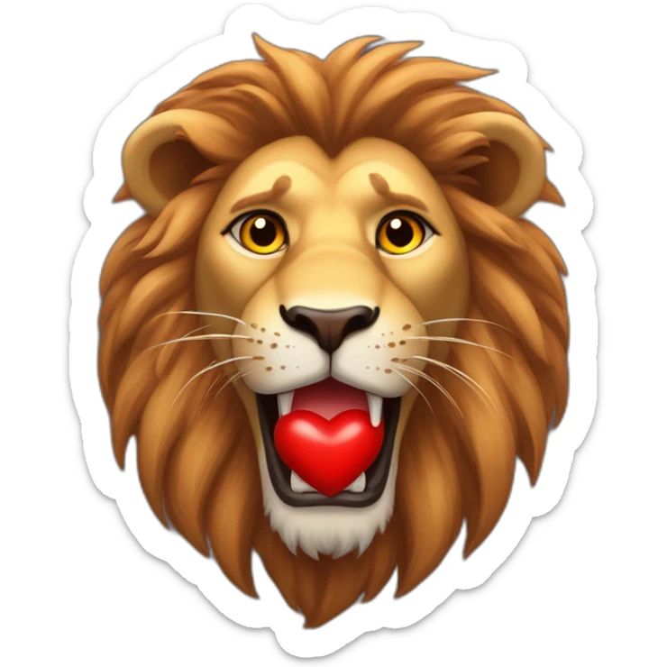 Lion face with huge red hearts in his eyes, he looks so much in love sticker