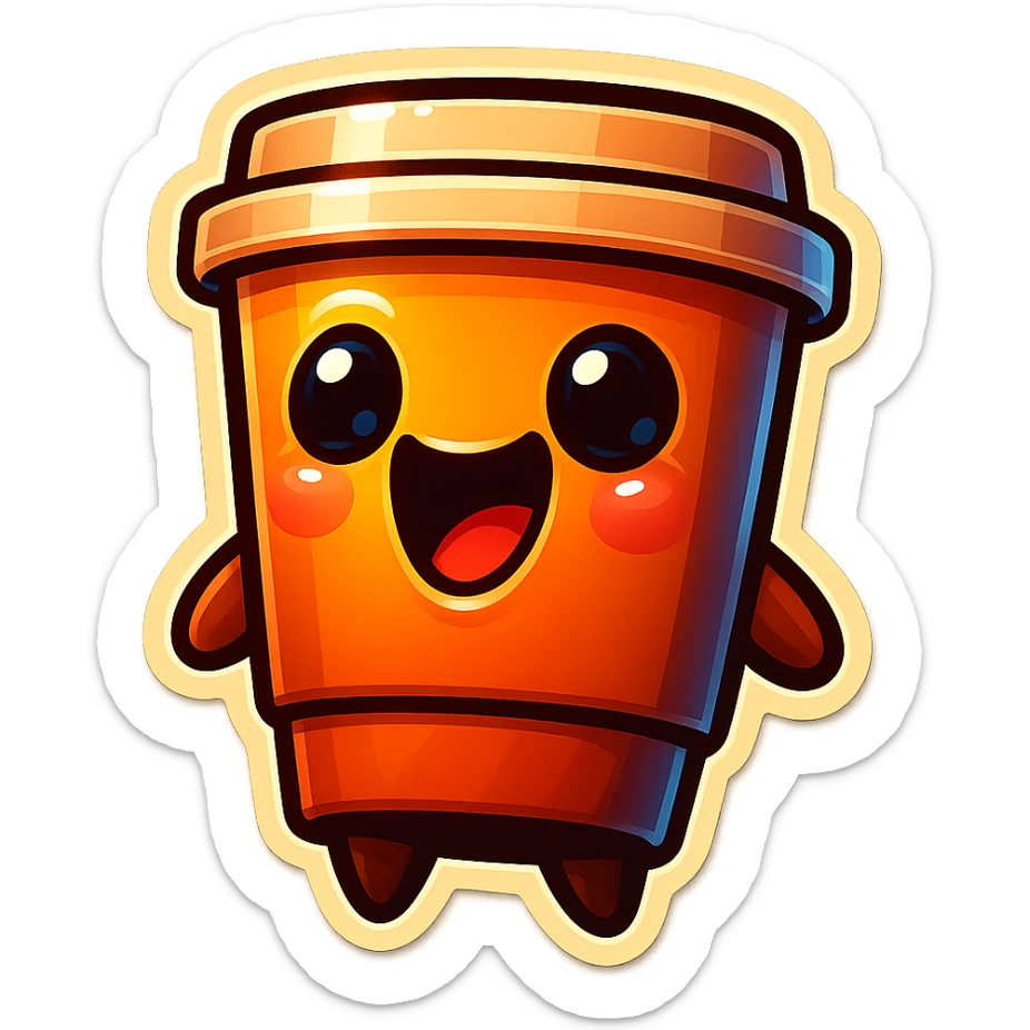 Tall coffee cup, laughing dramatically at self sticker