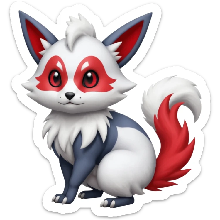 Absol-Zorua-Furret-Zangoose-Chinchilla-fusion-animal-Fakémon-hybrid-creature  sticker