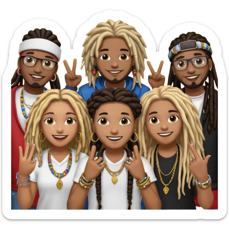 Crowd of fans consisting of African American men with dreadlocks and African American women at rap concert sticker
