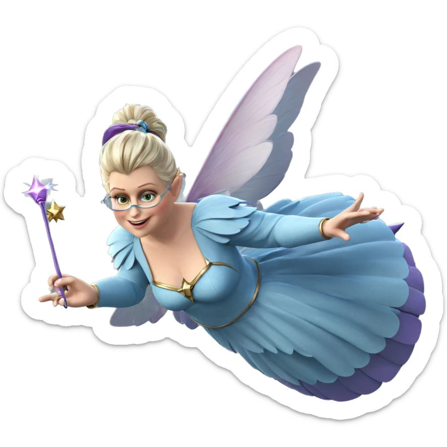 fairy girl with wand and wings sticker