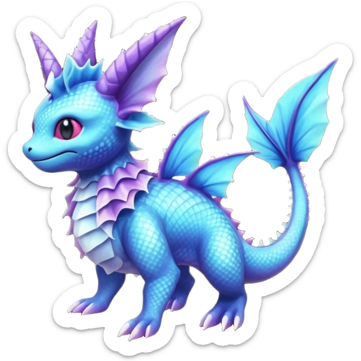  exotic tropical cyber-Noibat-Vaporeon-Trico-Fakémon-Pokémon-Vernid-creature sticker